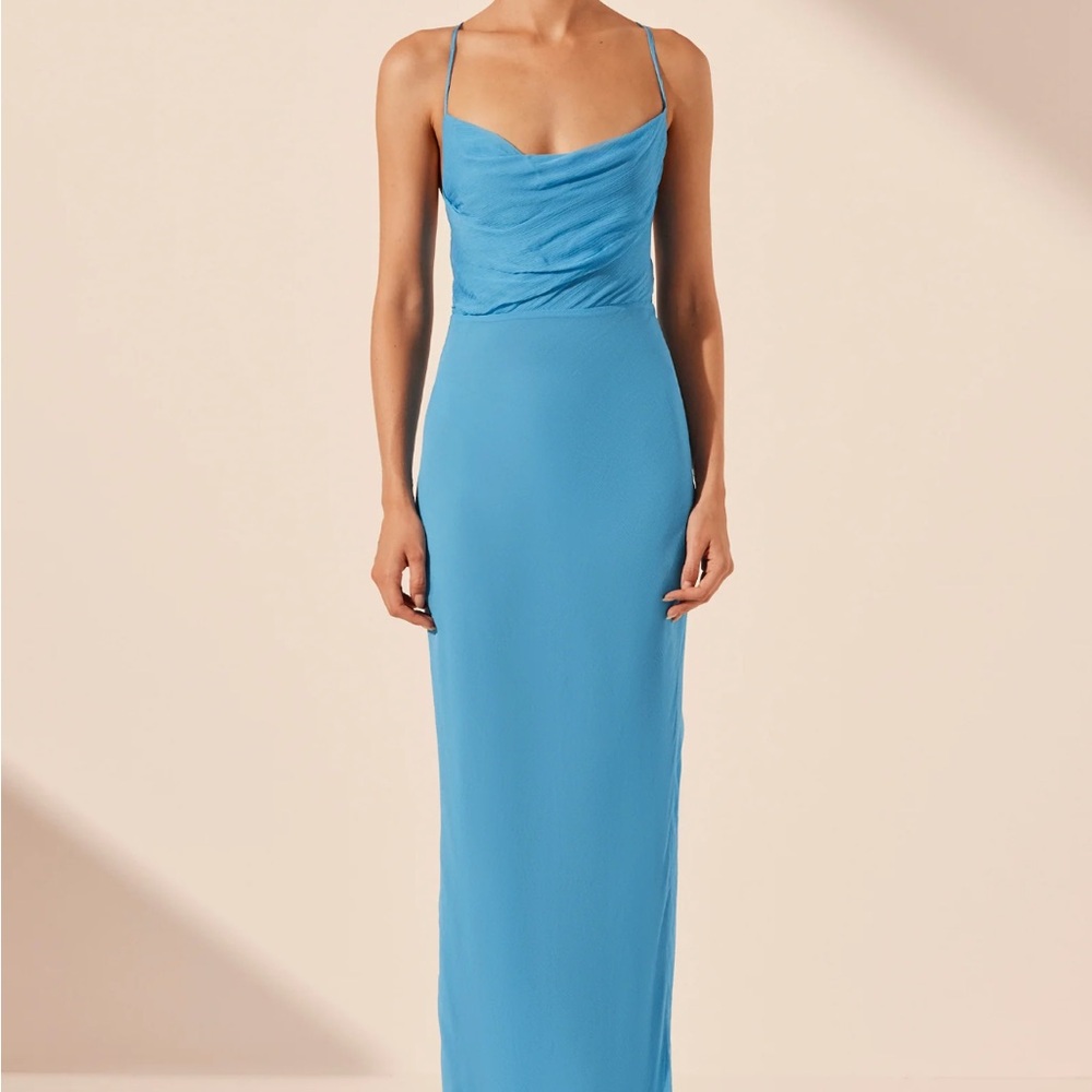 Margot Lace Back Bias Maxi Dress - Aqua
